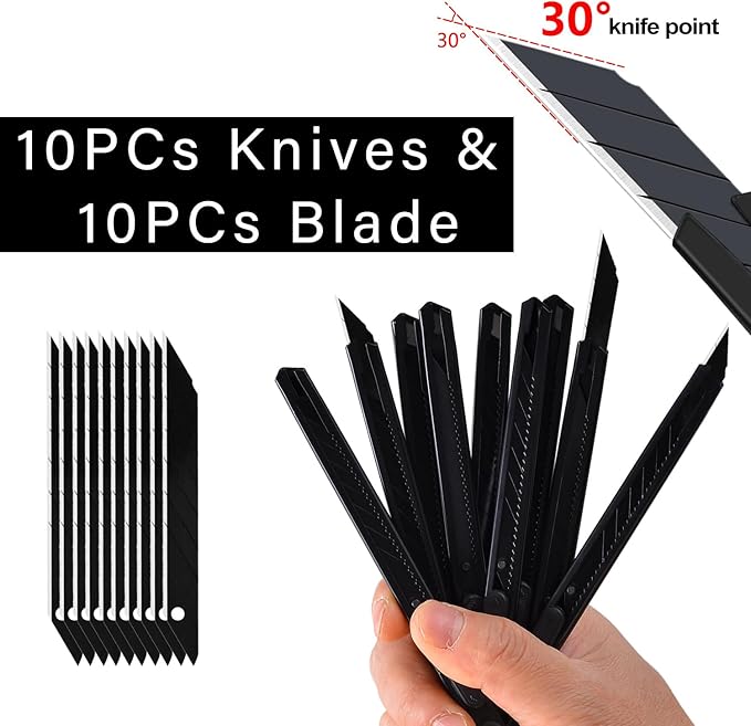 Utility Razor Knife for Crafts, Box Cutters, Exacto Knife, Paper Cutter, Letter Envelope Opener, 10pcs Blades Set (Cool Utility Knif)