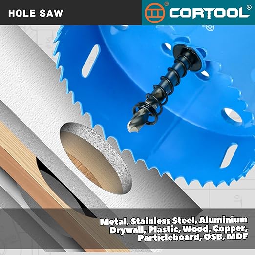 3-1/8 Inch Hole Saw with Arbor for Metal and Wood Cutting, Bi-Metal Hole Cutter, 3-1/8" Hole Saw Kit for Drywall, Wood, PVC Boards, Fiberglass and Vent Pipes