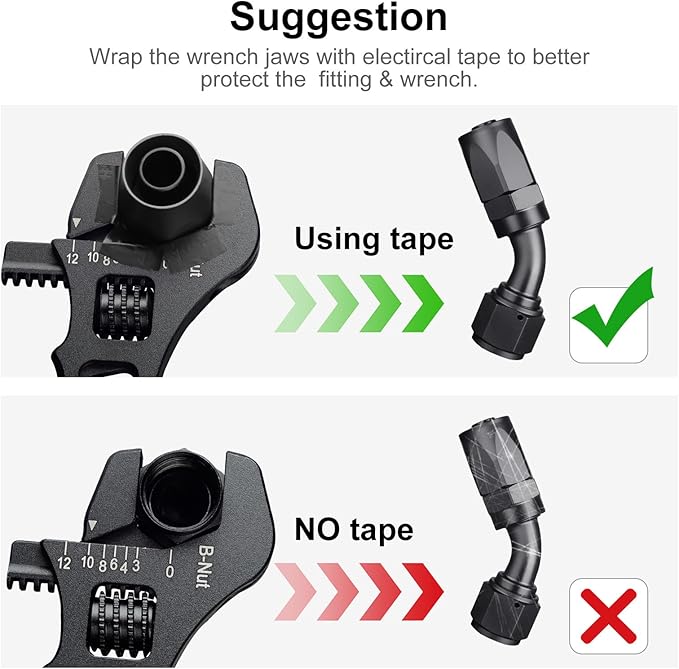 Adjustable 3AN-12AN Adjustable Wrench Spanner Lightweight for AN Hose Fitting Aluminum Black