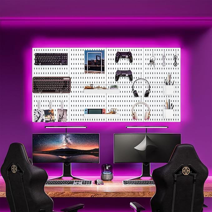 8-Pack 22"x44" Plastic Pegboard Panels Durable Modular Organizer Boards for Wall Storage, Garage, Workshop & Craft Room – Lightweight & Easy to Install