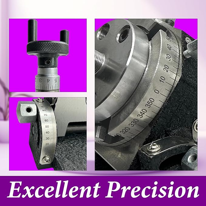MachEl 3" Tilting Rotary Table with 65mm Self-Centering 3-Jaw Chuck, Back Plate, T-Nuts, Bolts & Tailstock - Precision Milling & Engineering Tool