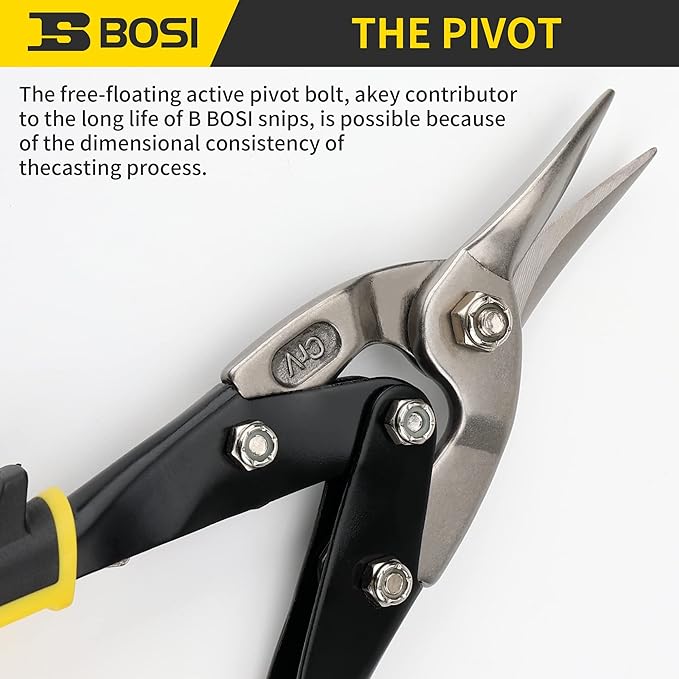 Aviation Tin Snips Straight Cut Heavy Duty Sheet Metal Cutter Snips Shears Cutting Metal Sheet Chrome Vanadium Steel Sharp Blades Safety Latch (10inch Straight)