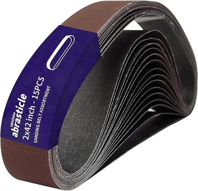 15 Pcs 2 x 42 Inch Assorted Aluminum Oxide Sanding Belt - 80/120/150/240/400 Grit