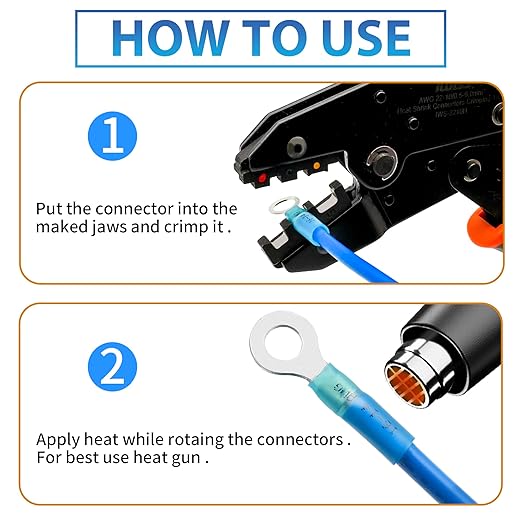 600Pcs Heat Shrink Wire Connectors Electrical Kit - Oiojuct Marine Automotive Crimp Terminals Assortment, Waterproof Ring Fork Spade Electrical Butt Connector