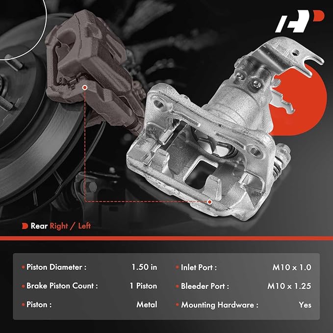 A-Premium Disc Brake Caliper Assembly with Bracket Compatible with Select Acura and Honda Models - TSX 2009-2014, Accord 2008-2012 - Rear Right Passenger Side