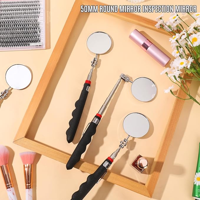 6 Pcs Telescoping Inspection Mirror,Retractable 30 Inch Mechanical Mirror Tool,Under Vehicle Inspection Mirror,Car Visual Reflector,Retractable Under Vehicle Detection Mirror Repair Tool