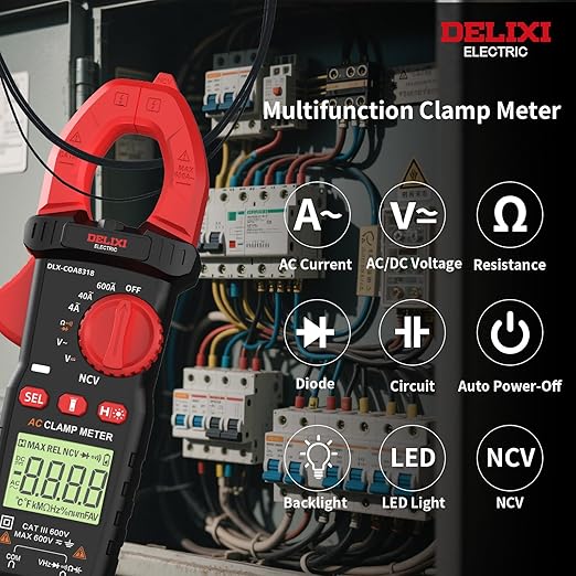 Digital Clamp Meter 4000 Counts Multimeter Tester, Professional 600A AC Current & Voltage Tester with Auto-Ranging, 600V AC/DC Voltage, Resistance, Continuity, Diode, NCV for Industrial and Home Use