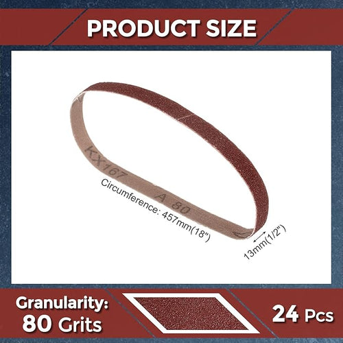 20 Pcs Sanding Belts 1/2 x 18 Inch 80 Grit Aluminum Oxide Abrasive Sandpaper for Belt Sander Metal Grinding Wood Working Weld Rust Removal
