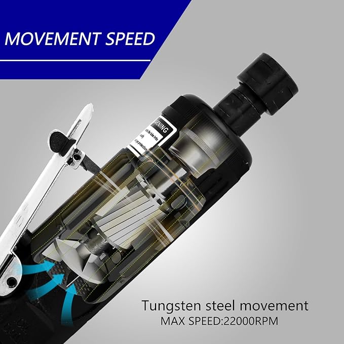 Air Die Grinder 1/4 Inch, 22000 RPM Precision Pneumatic Grinder Tool, Straight Design for Metal Polishing, Grinding, Automotive & Woodworking
