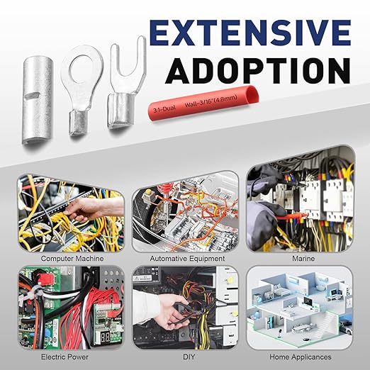 haisstronica Non Insulated Wire Connectors Kit 560 PCS - AWG 22-10 Tinned Copper Electrical Crimp Terminals with 3:1 Heat Shrink Tubing for Automotive, Marine, Industrial Wiring