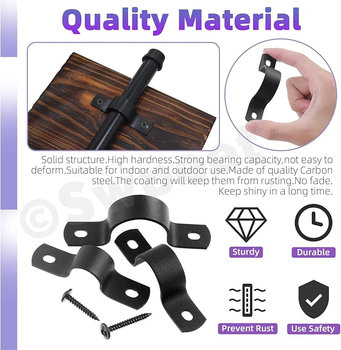 Swpeet 10Pcs 15mm Two Hole U Bracket Clamp with 20Pcs Self-tapping Screws Kit, U-Clamps, Metal Pipe Clamps, Pipe Strap Clamps, Conduit Tension Clips for Fixing Pipe or Cable