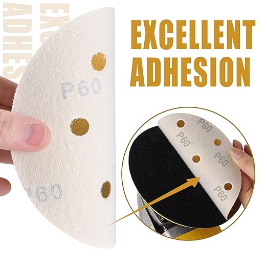 6 Inch - 6 Hole Hook and Loop Sanding Discs 60 Grit, Random Orbital Sandpaper for Automotive and Woodworking - 100 Pack