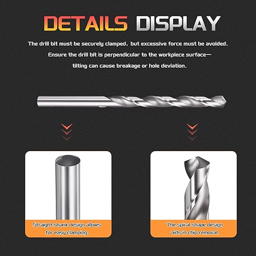 Drill Bit, 5.2mm Cutting Diameter, 4241 HSS 118° Cutting Angle Uncoated Bright Versatile Jobber Bits - (Applications: for Drilling Plastic Wood Soft Metal), 10-Pieces
