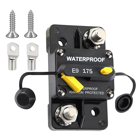 E93 Circuit Breaker Waterproof IP67 25A-300A Extended Surface Mount with 3/8" Diagonal Studs Hi-Amp Marine RV Truck Protector (175A)