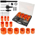 KENDO Bi-Metal Hole Saw Kit in Case, 26-Piece Hole Saw Set with 3/4" to 2-1/2", Arbor, Hex Wrench, High-Strength Carbide Steel, Hole Saw Set for Metal, PVC Board, Wood and Plywood