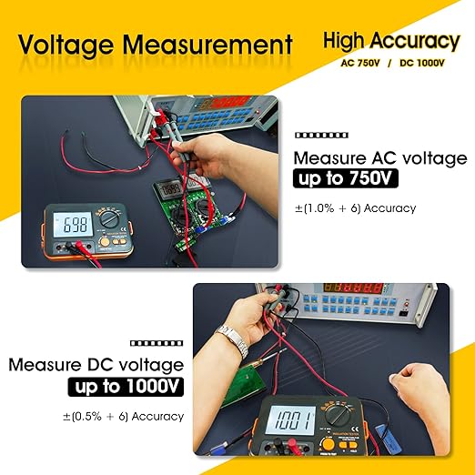 BTMETER Megohmmeter 1000V Insulation Resistance Tester, Electrical Megaohm Meter 200MΩ~2K Megohm Megger with 250V/500V/1000V Testing Voltage, Digital Multimeter Measure AC DC Voltage
