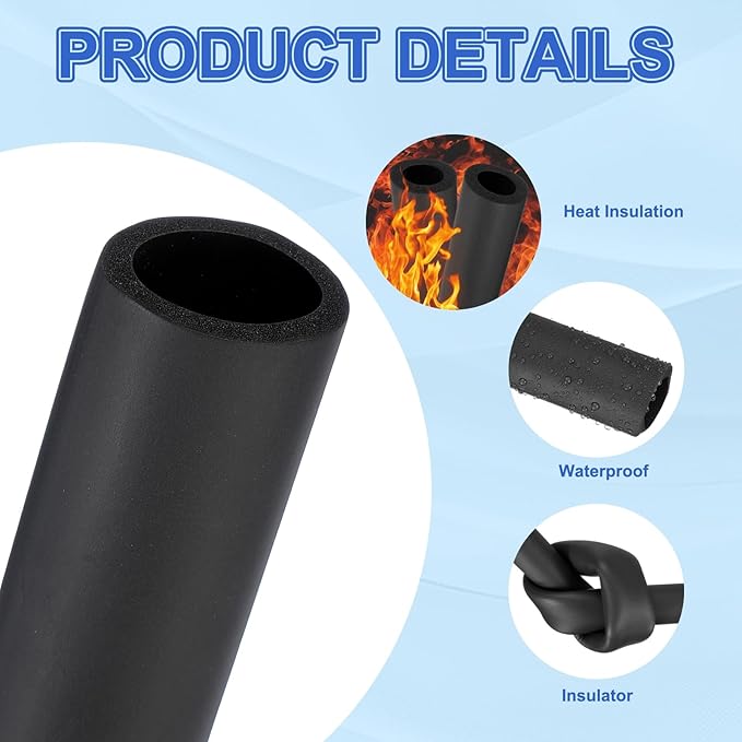uxcell Pipe Insulation Tube Foam, 1-7/16" ID x 1/4" Thick x 1.64ft Foam Pipe Cover Non-Slip Hollow Tubing Guitar Air Conditioner Stand Fitness Equipment Handles, Black
