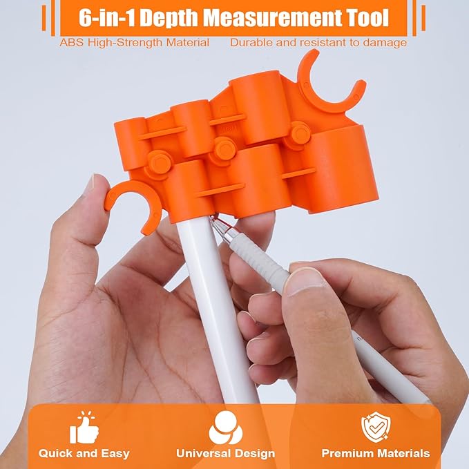 1/4" to 1" Pipe Depth Gauge Tool， Deburring Gauge Tool，for Push-to-Connect Plumbing Fittings on PVC, PPR, Brass, CPVC, PERT & Aluminum Pipes