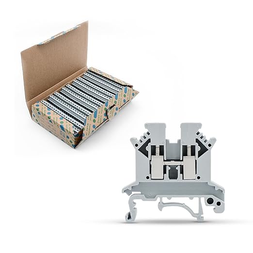 Grey UK2.5B Rail Type Terminal Block Voltage and Current Safety Ground Terminal Block 800V 32A 2.5 Square mm 100 Pack