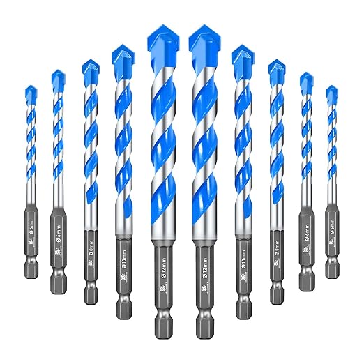Carbide Drill Bit Set - Dry Drill Bit Set for Masonry, Concrete, Bricks, Wood, Plastic etc(6 * 4/8 * 2/10 * 2/12 * 2MM Quick-fit Shank)