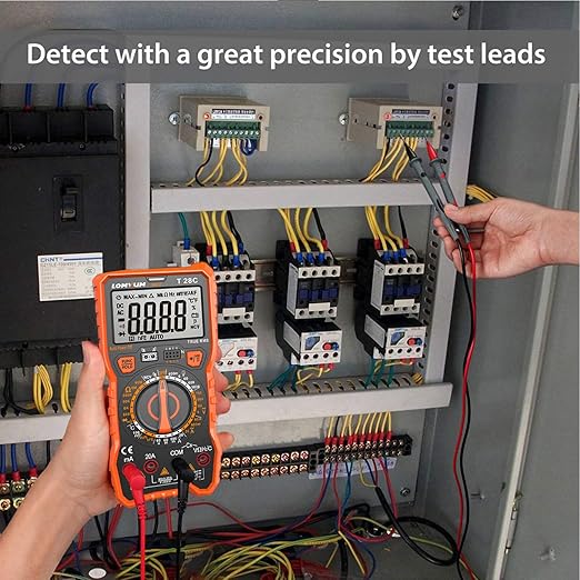 Lomvum Digital Multimeter 6000 Counts TRMS Auto-Ranging Portable Multimeter with AC DC Voltmeter and Ohmmeter Tester，Measures Voltage Current Capacitance Resistance Temperature Frequency Diode (T6)