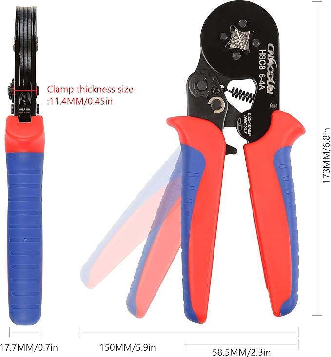 Ferrule Crimping Tool Kit, CNAODUN for AWG 23-7 with 1900PCS Wire Ferrules Terminals Self-Adjustable Ratchet Wire Ferrule Crimper
