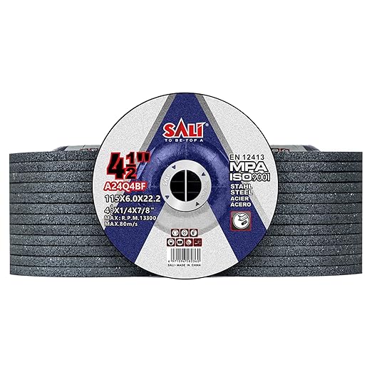 SALI 25 Pack 4-1/2 Inch Grinding Wheels for General Purpose Metal & Stainless Steel, Aluminum Oxide Grinding Disc for Angle Grinder, Depressed Center 4.5" * 1/4" * 7/8"(115 * 6.0 * 22.2 mm)