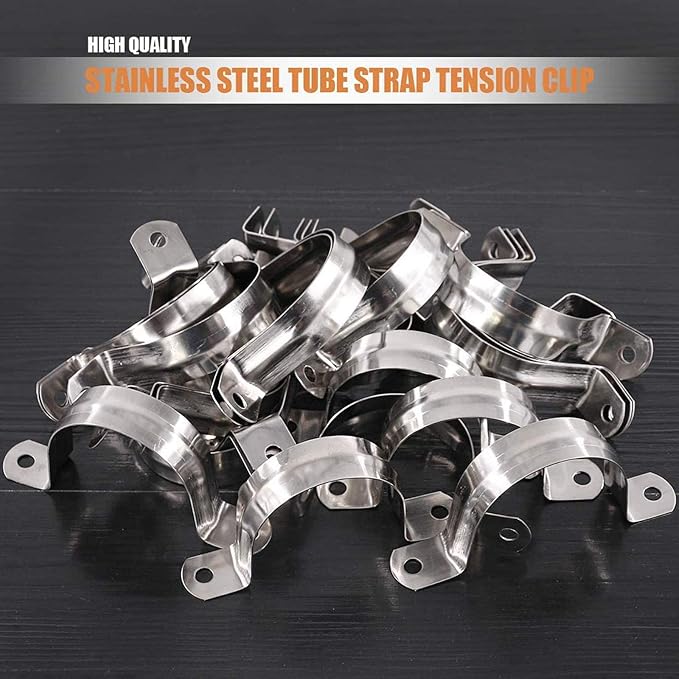 30 Pcs 1inch Rigid Pipe Strap,Two Hole Stainless Steel Strap U Bracket, Widened Tube Strap Tension Clip Assortment Kit Heavy Duty Pipe Clamp（32mm）