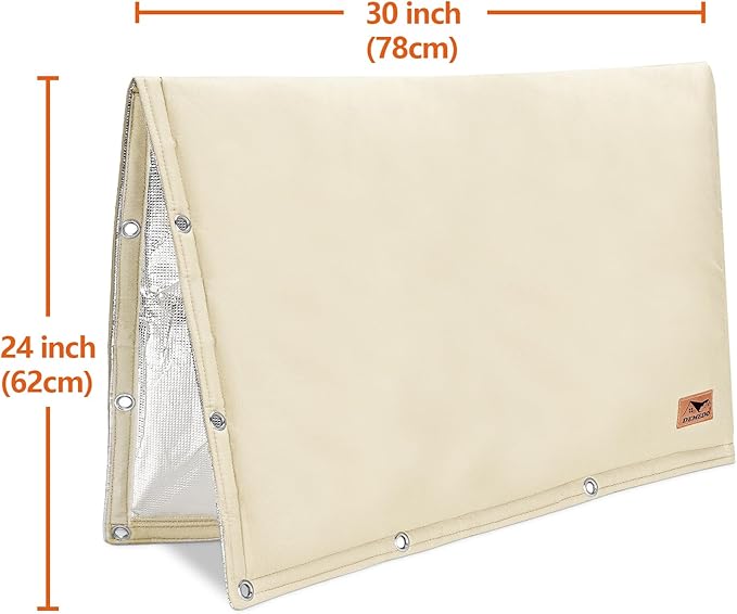 Backflow Preventer Insulation Cover - 2 Way Opening Pipe Insulation Cover for Irrigation Valve, Sprinkler Cover for Outside - Winter Freeze Protection Backflow Cover - 30" W x 24" H, Beige