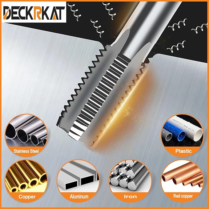 5-Piece NPT Pipe Tap Set, Precision Carbon Steel NPT Tap Set for Clean Accurate Threads, 3/4" NPT Tap, Perfect for Plumbers Mechanics DIYers, with Durable Plastic Case.
