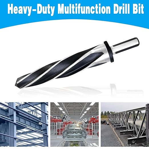 DKIBBITH 1-1/16" Bridge Construction Reamer Drill Bit, M2 HSS Taper Chucking Reamer for Steel Alloy Metal Wood Plastic, 1/2" Non-Slip Shank, 5-Spiral Flutes Car Reamer, to Align or Enlarge Holes, 27mm
