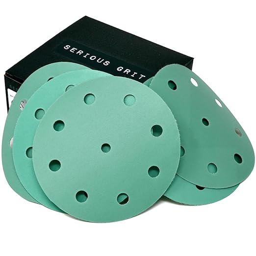 5-Inch 9-Hole High Grit Sanding Discs Assortment - 320, 400, 600, 800, 1000 Grit (10 of Each) - Wet Dry Hook & Loop Film Discs - Sandpaper for Random Orbital Sanders - 50 Pack Box