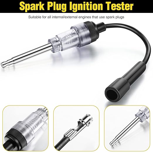 9 Pieces Automotive Compression Tester Kit and Spark Plug Tester, Universal Car and Motorcycle Engine Testing Tools for Cylinder Pressure Gauge (Black)