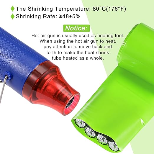 MECCANIXITY Battery Wrap PVC Heat Shrink Tubing 55mm Dia 85mm Flat 33 Feet(10meters) Light Green Good Insulation for Battery Pack