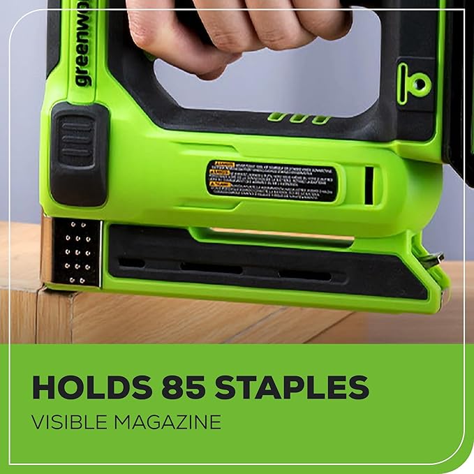 Greenworks 24V Cordless 3/8 in Crown T50 Stapler with 2Ah Battery and 2A Charger
