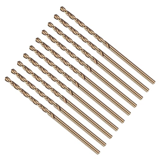 Drill Bit, #45 Cutting Diameter, 4341 HSS Gold Finish 118° Cutting Angle Number Jobber Bits - (Applications: for Drilling Soft Metal Plastic Wood), 10-Pieces