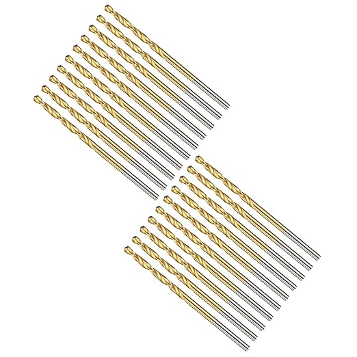 Drill Bit, 1/16" Cutting Diameter (1.588mm), 4241 HSS TiN Coated 118° Cutting Angle Versatile Jobber Bits - (Applications: for Drilling Plastic Wood Soft Thin Metal), 20-Pieces