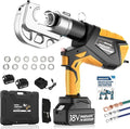 SWANSOFT Electric Hydraulic Cable Lug Crimping Tool, 12Ton 6AWG-800MCM Rechargeable Hydraulic Crimper for Cu/Al Terminal, Continuously Crimp Wire Crimping Tool Kit with 12 Dies,Yellow(HCT-400A)