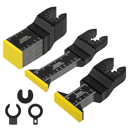 22Pcs Oscillating Multi-Tool Blades, Oscillating Tool Blade Metal, Oscillator Multitool Saw Blades for Soft Metal, Wood Nails, Plastic Cutting, Compatible with Rockwell Fein