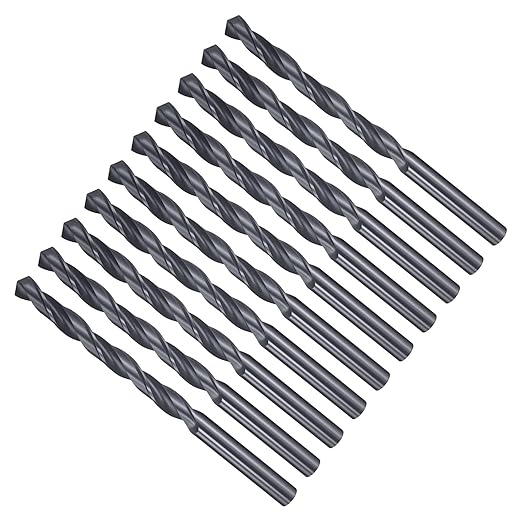 Drill Bit, 9/32" Cutting Diameter, 4241 HSS Nitriding Black 118° Cutting Angle Versatile Jobber Bits - (Applications: for Drilling Plastic Wood Soft Metal), 10-Pieces