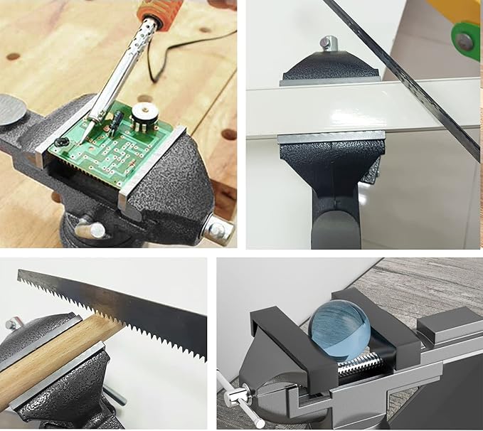 2-in-1 Dual-Purpose Combined Bench Vise or Table Vise, With end-point locking device，Portable Universal Rotate 360° Work Clamp-On Vise, 3.2" Black