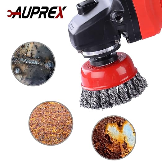 2 Pack Knotted Wire Cup Brush for Angle Grinders with 5/8 Inch | 11 UNC Threaded Arbor- 0.02 Inch Carbon Steel Wire for Rust,Corrosion,Paint Removal and Other Heavy-Duty Conditioning for Metals