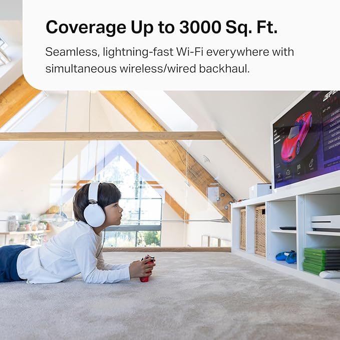 TP-Link Deco BE63 Tri-Band WiFi 7 BE10000 Whole Home Mesh System- 6-Stream 10 Gbps, 4X 2.5G Ports Wired Backhaul, 4X Smart Internal Antennas, VPN, MU-MIMO, HomeShield, Free Expert Support (1-Pack)