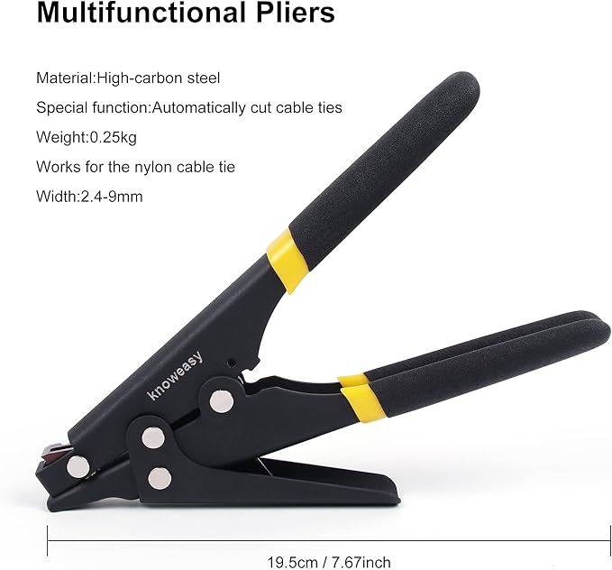 Knoweasy Zip Tie Tool and Tensioning and Cutting Tool for Plastic or Nylon Cable Tie