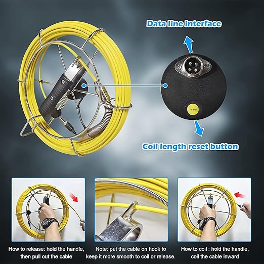 Sanyipace Sewer Camera with Locator 165 FT/50 M, Drain Pipe Inspection Camera with Detector, Waterproof Cámara Probe w/h 512Hz Transmitter, Distance Counter, 9" Color Screen, 16GB TF Card, 5mm Cable