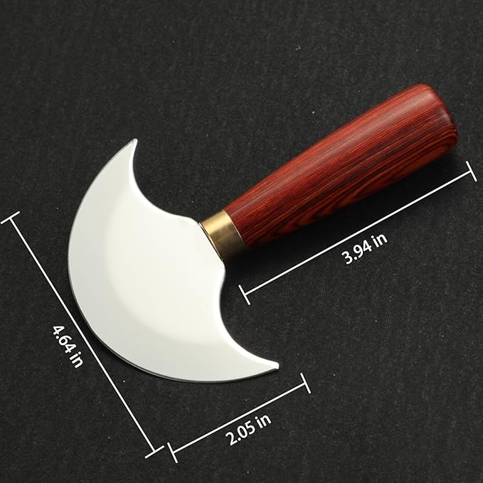 Leather Knife with Wooden Handle, Leather Working Tools for Cutting Skiving and Trimming