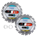 Luckyway 2-Pack 5-1/2 Inch 18T with 5/8 Inch Arbor TCT Circular Saw Blade Fast Cutting and Trimming Saw Blade, Cordless Trim Saw Blade for Cutting Wood(1/2-Inch and 10-mm Reducer Bushings Include)