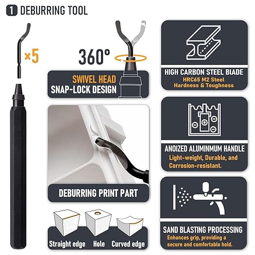 3D Printer Tools Kit, Quality 3D Printing Tool Kit for Model Measuring/Finishing/Deburring/Drilling, 3D Printer Accessories for All FDM/SLA Printers Removing Support, Cutting Filament
