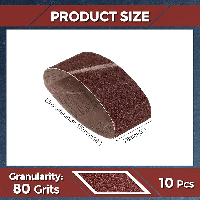 5 Pcs Sanding Belts 3 x 18 Inch 80 Grit Aluminum Oxide Abrasive Sandpaper for Belt Sander Metal Grinding Wood Working Weld Rust Removal