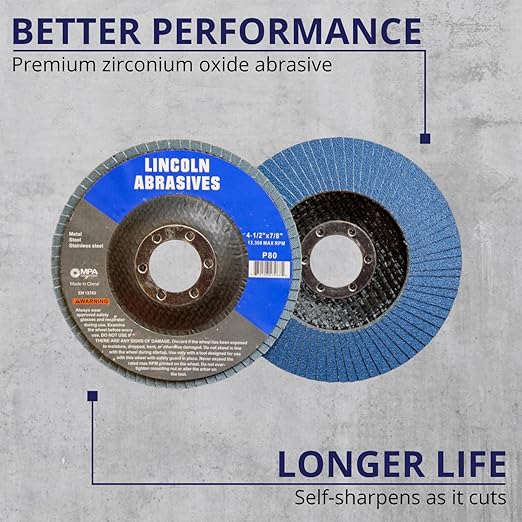 100 Pack Flap Discs, 80 Grit 4.5" x 7/8" Sanding Wheels for Angle Grinder